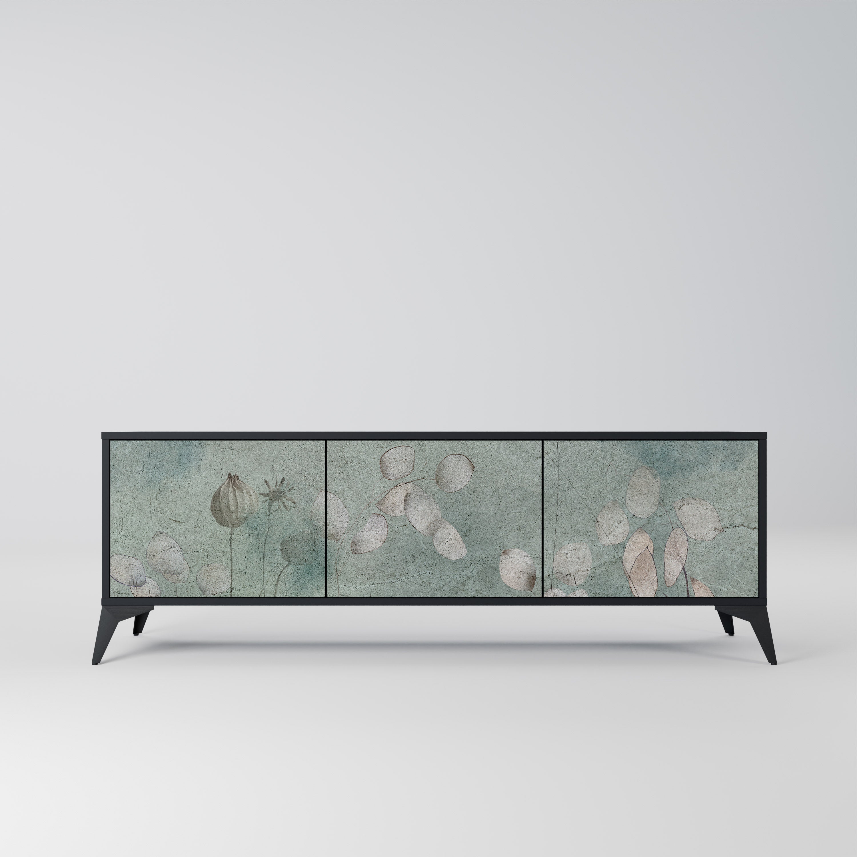 NIGHT LADY 3-Door TV Stand in Black Finish