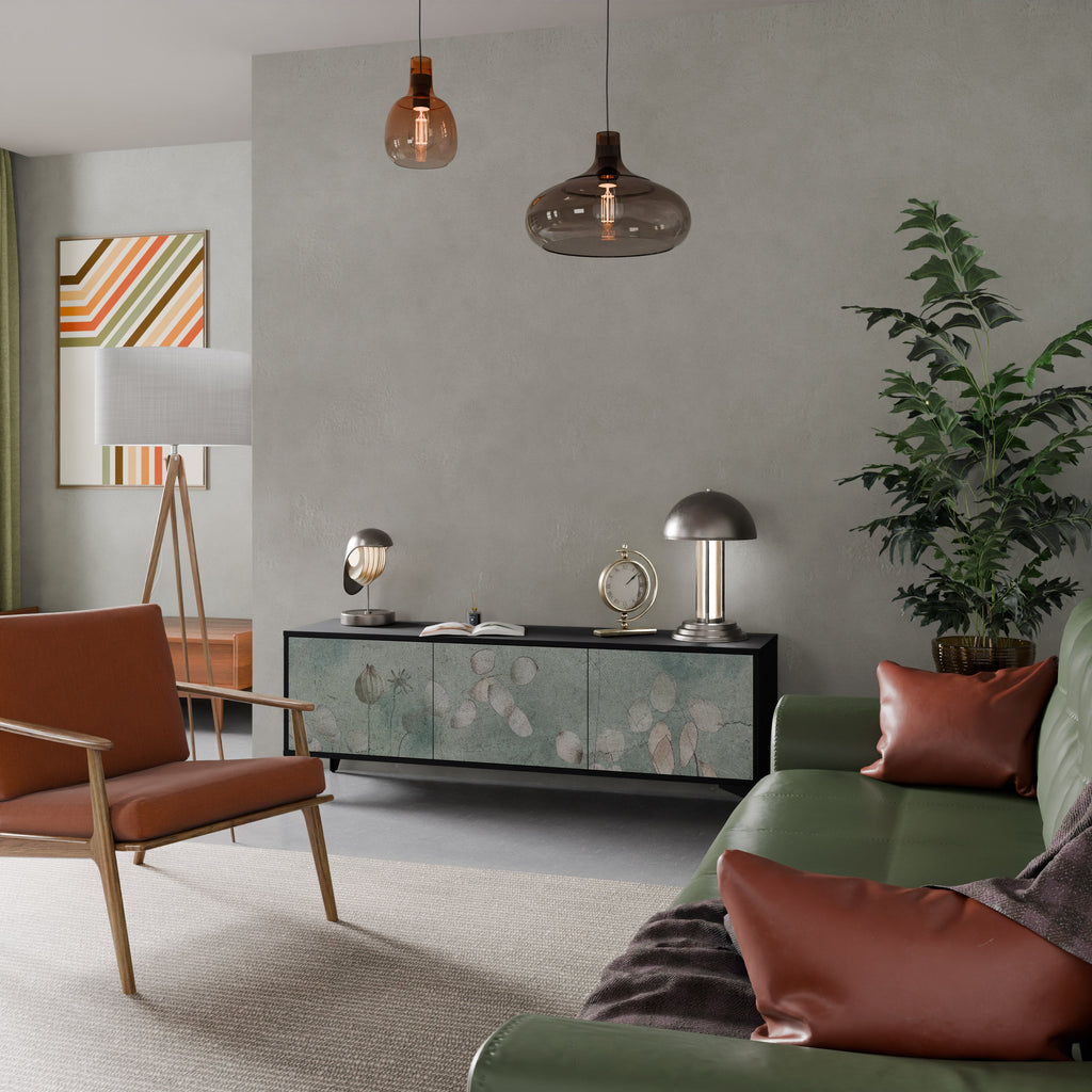 NIGHT LADY 3-Door TV Stand in Black Finish