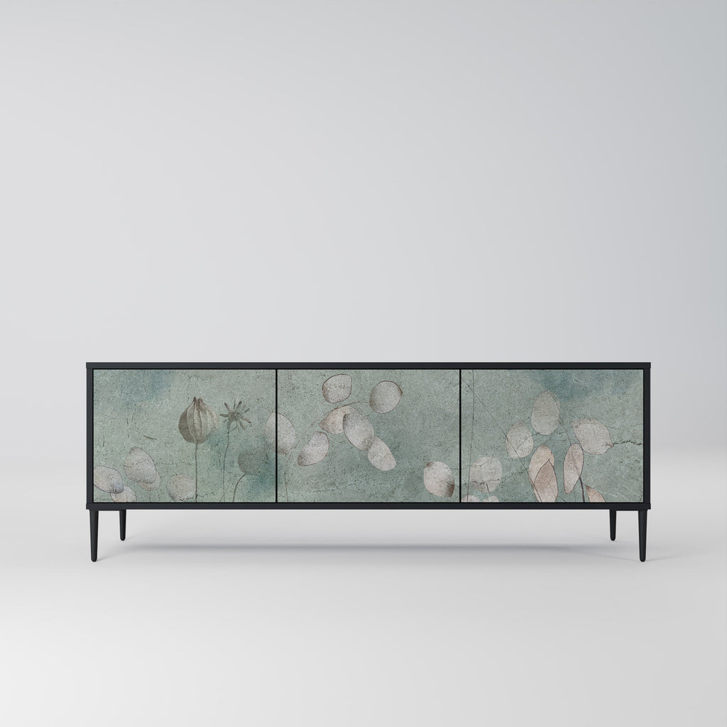 NIGHT LADY 3-Door TV Stand in Black Finish