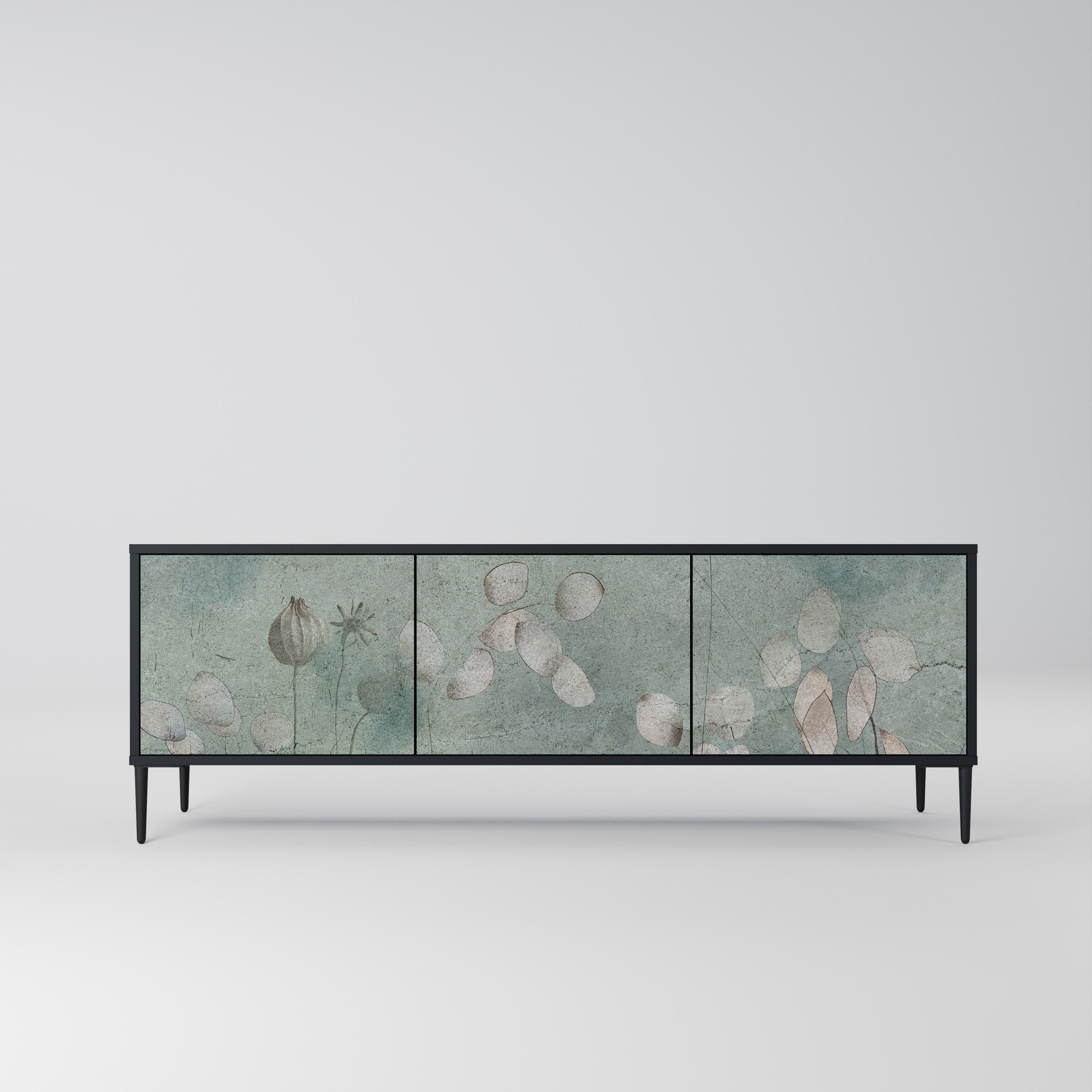 NIGHT LADY 3-Door TV Stand in Black Finish