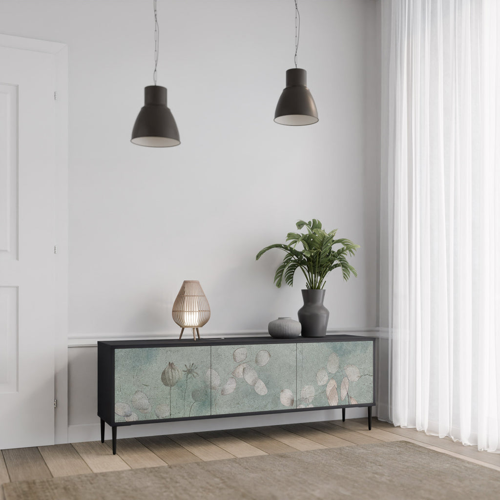 NIGHT LADY 3-Door TV Stand in Black Finish