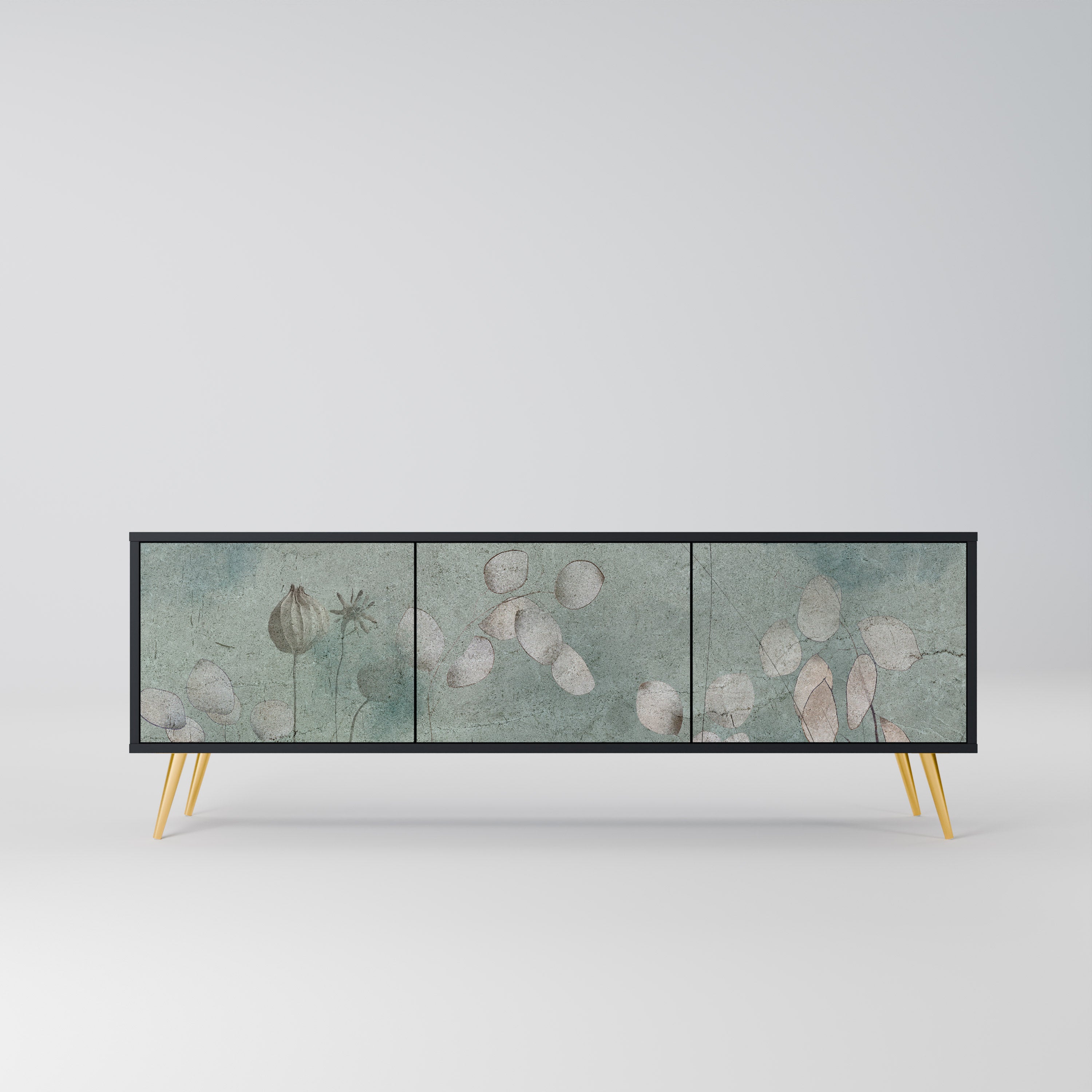 NIGHT LADY 3-Door TV Stand in Black Finish