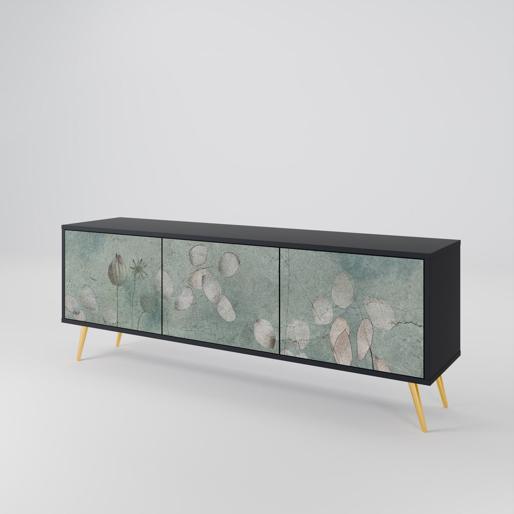 NIGHT LADY 3-Door TV Stand in Black Finish