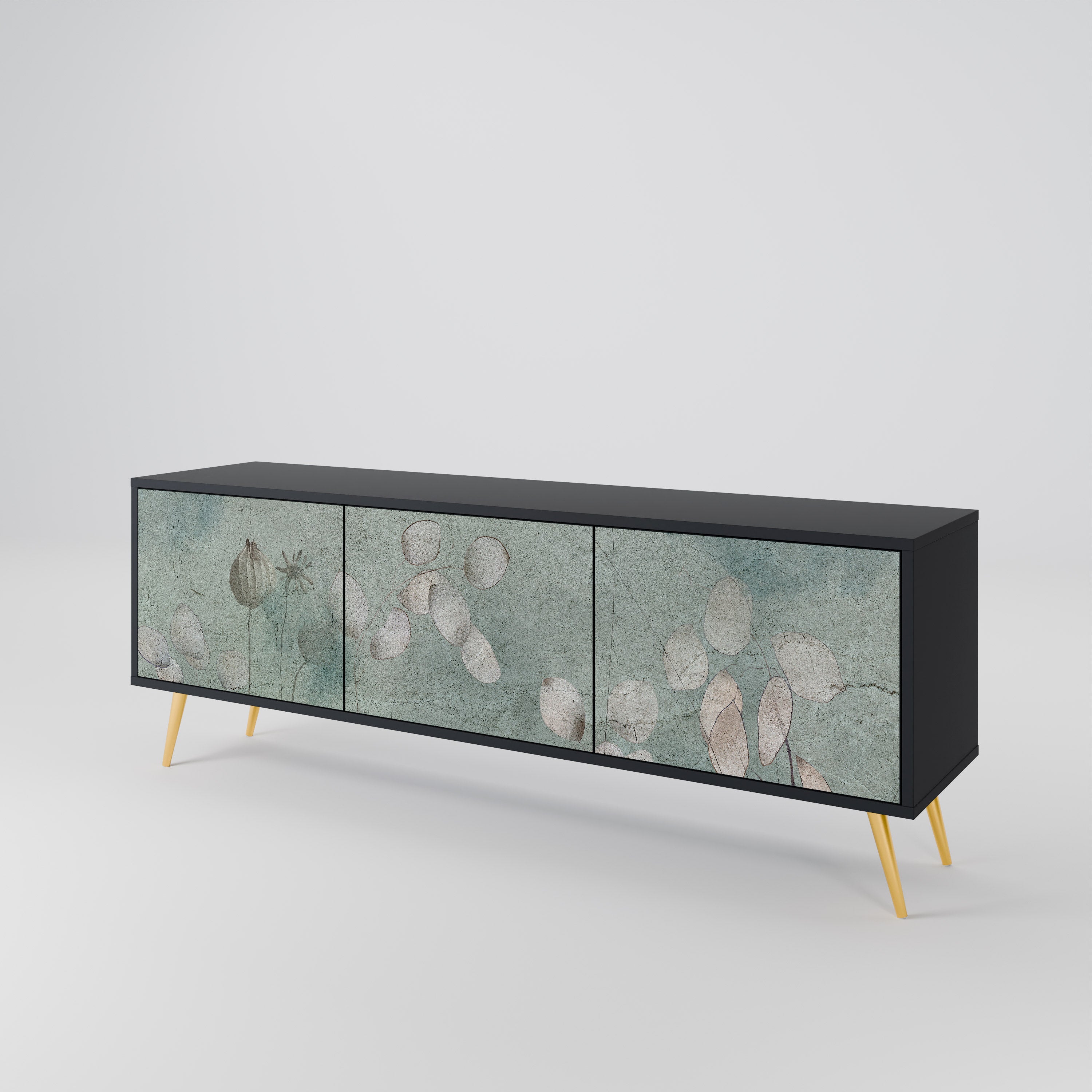 NIGHT LADY 3-Door TV Stand in Black Finish