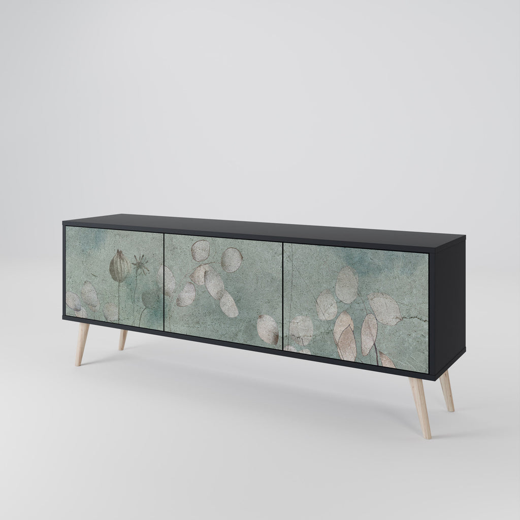 NIGHT LADY 3-Door TV Stand in Black Finish