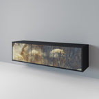 GENTLE POWER 3-Door TV Stand in Black Finish