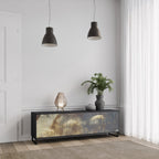 GENTLE POWER 3-Door TV Stand in Black Finish