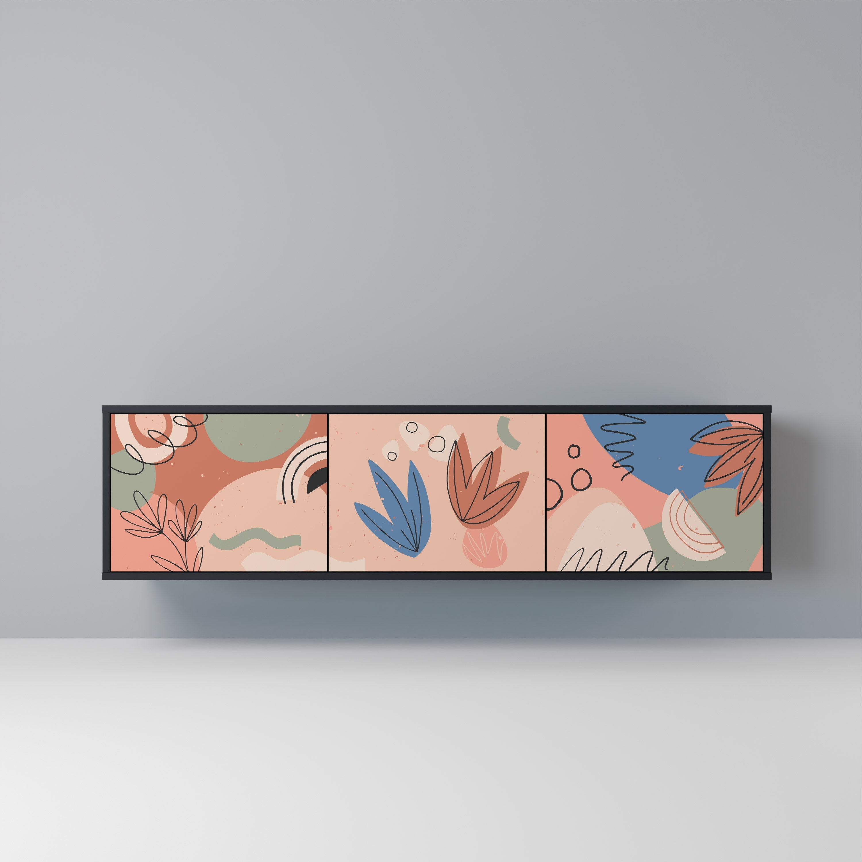 PASTEL DESTINY 3-Door TV Stand in Black Finish