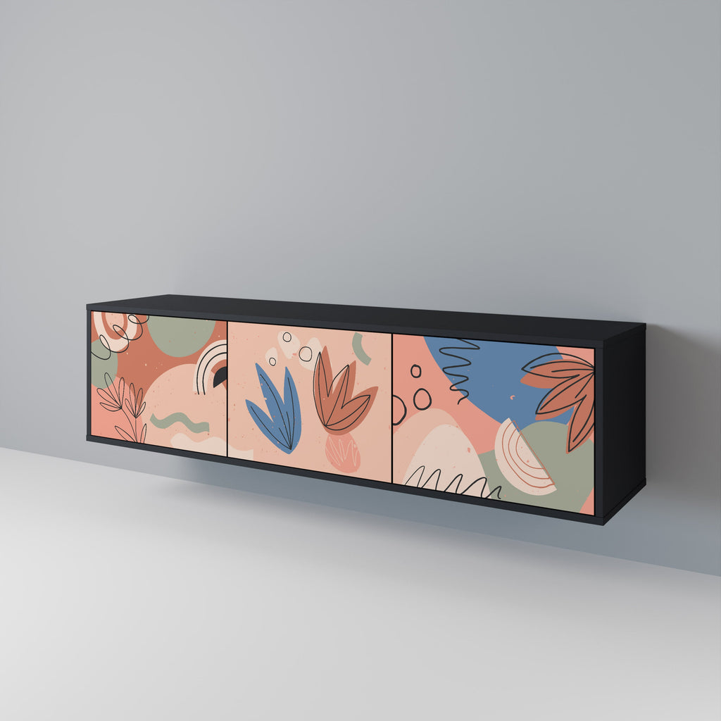 PASTEL DESTINY 3-Door TV Stand in Black Finish