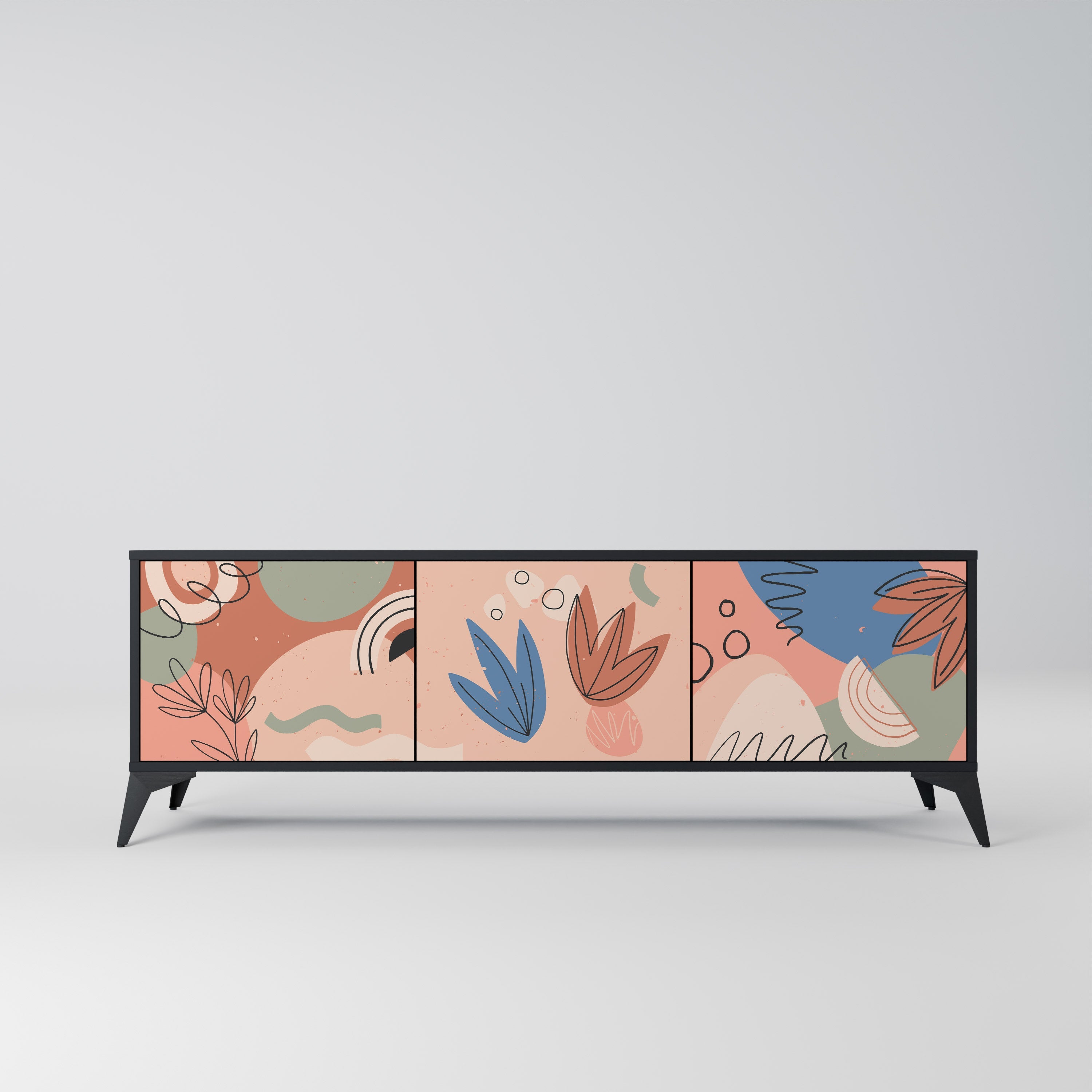 PASTEL DESTINY 3-Door TV Stand in Black Finish