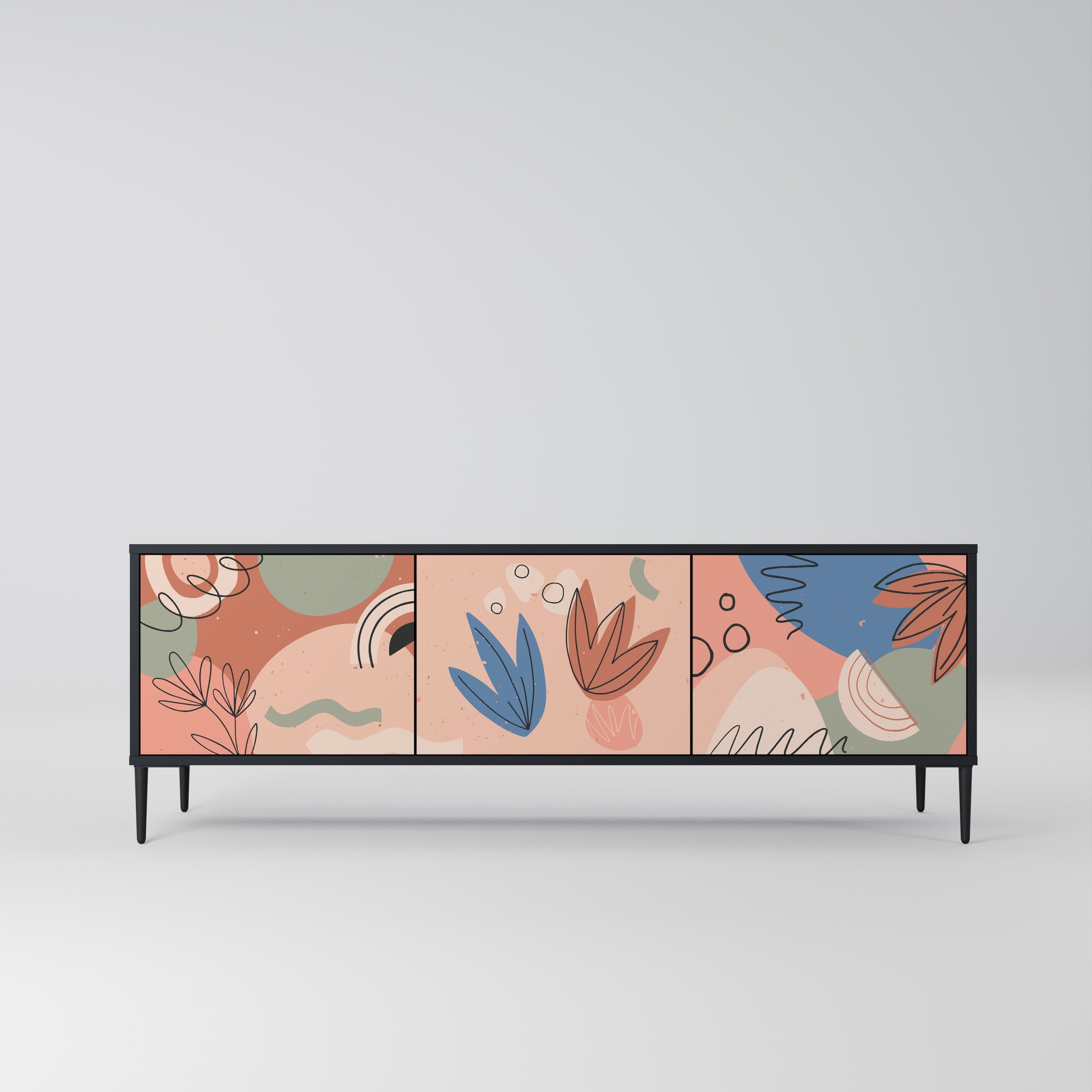 PASTEL DESTINY 3-Door TV Stand in Black Finish