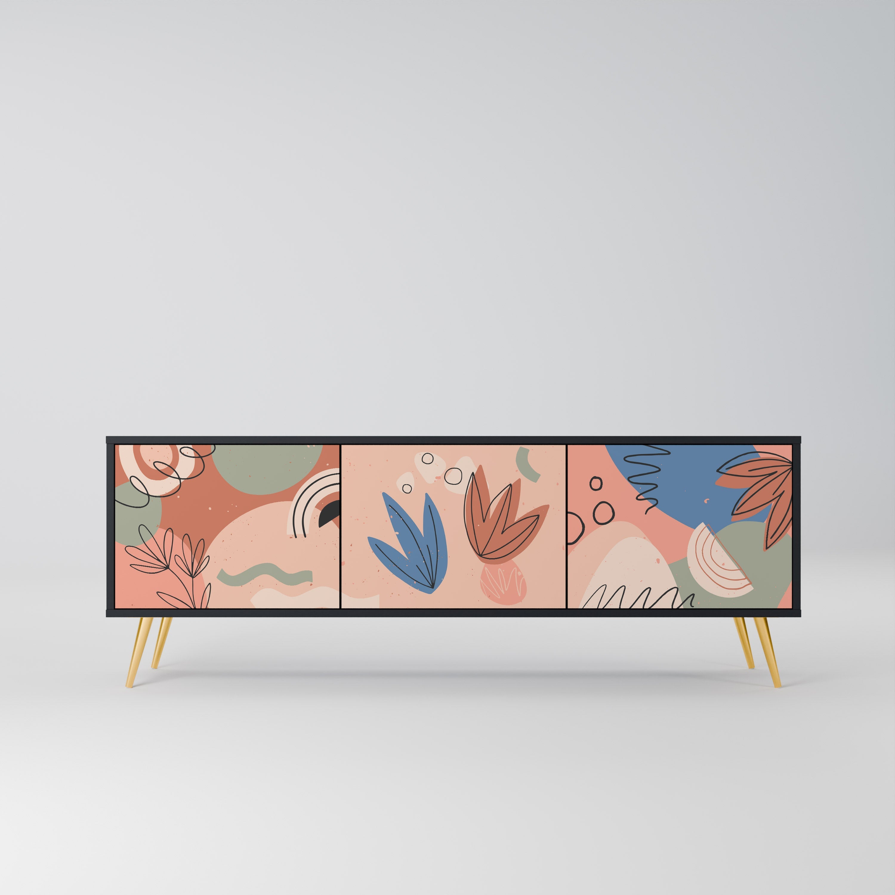 PASTEL DESTINY 3-Door TV Stand in Black Finish