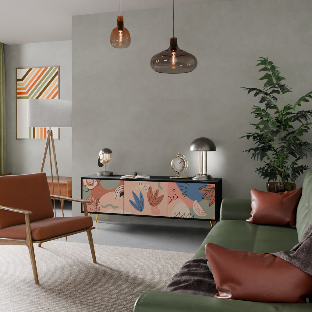 PASTEL DESTINY 3-Door TV Stand in Black Finish