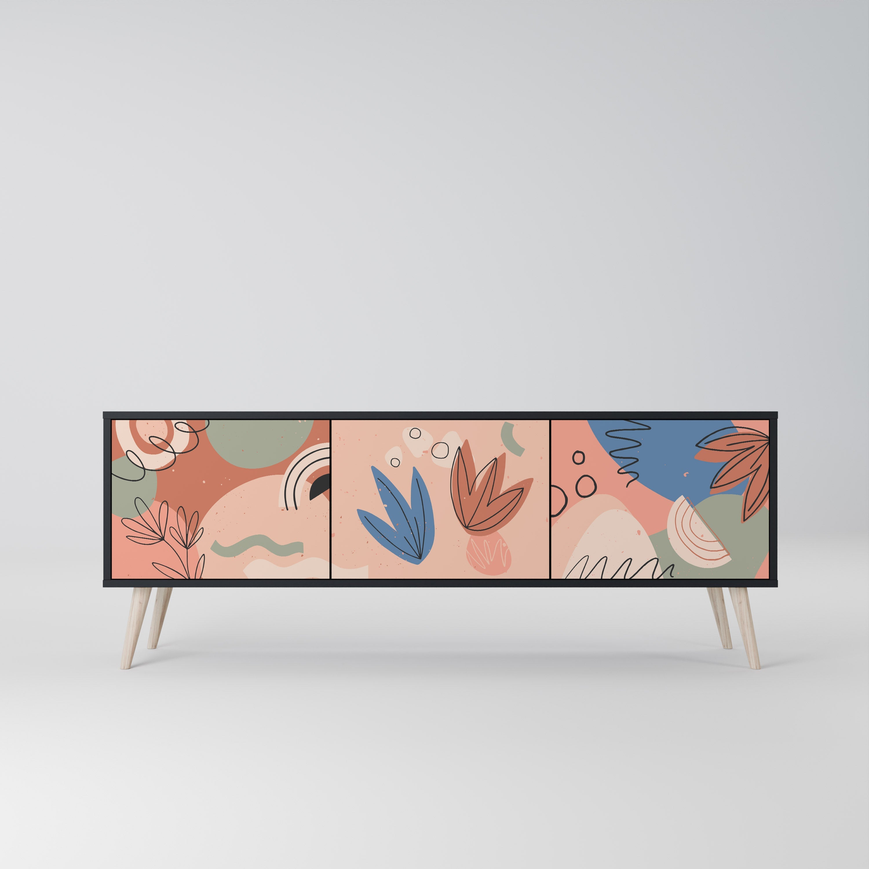 PASTEL DESTINY 3-Door TV Stand in Black Finish