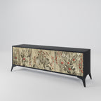 HERBAL GRACE 3-Door TV Stand in Black Finish