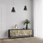 HERBAL GRACE 3-Door TV Stand in Black Finish