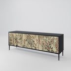 HERBAL GRACE 3-Door TV Stand in Black Finish