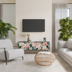 FLORAL GRACE 3-Door TV Stand in Black Finish