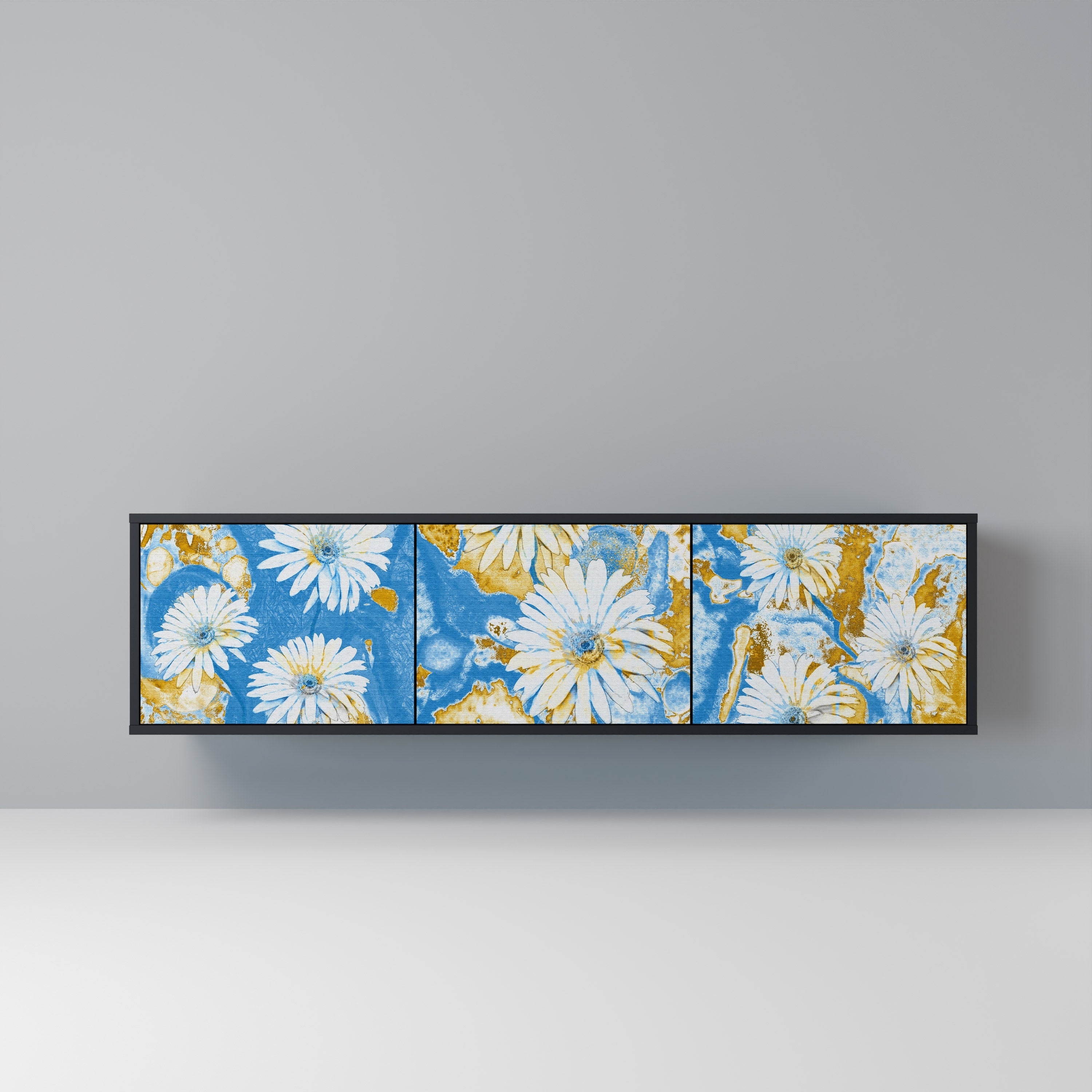 DAISY LUXE 3-Door TV Stand in Black Finish