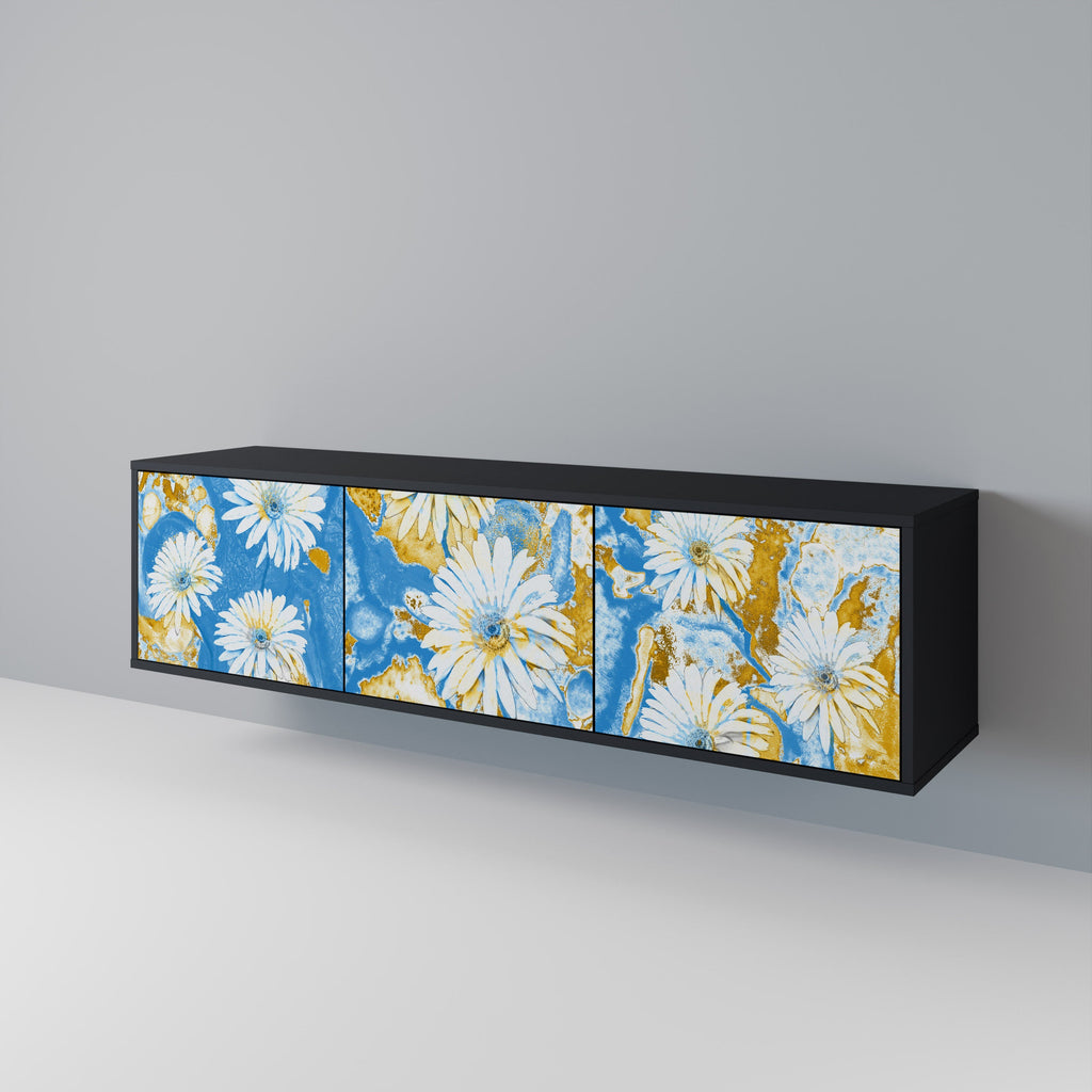 DAISY LUXE 3-Door TV Stand in Black Finish