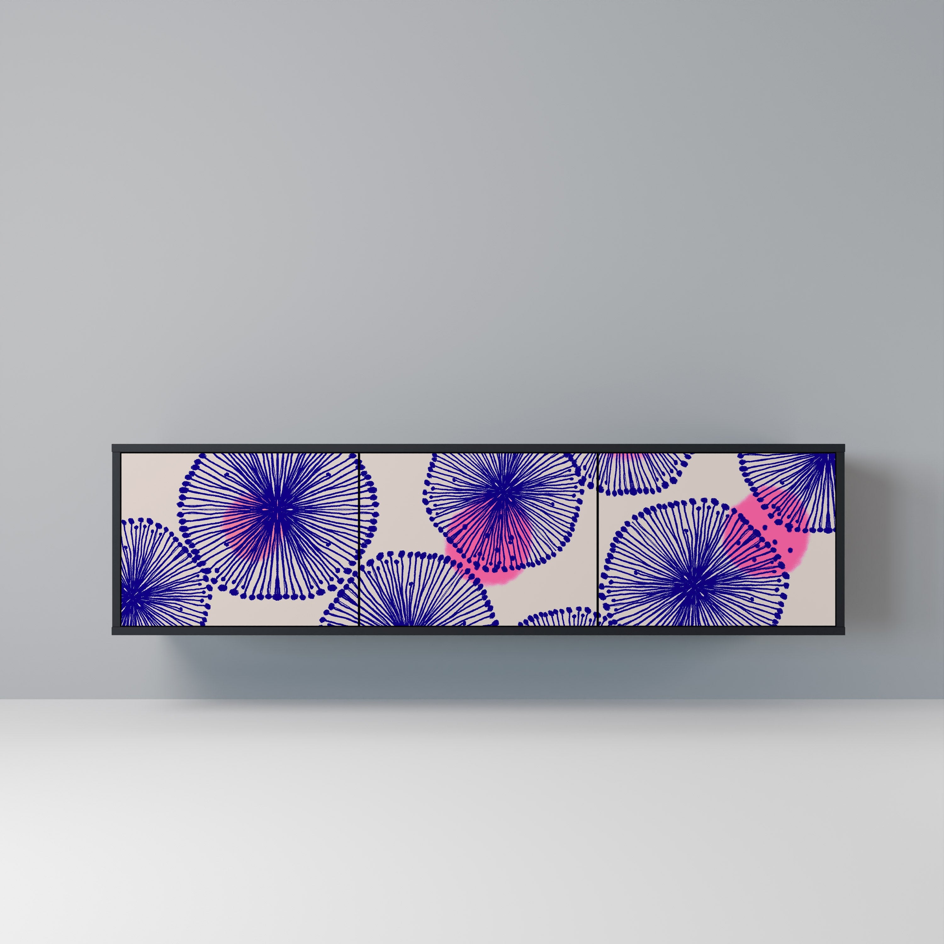 MAGIC NATURE 3-Door TV Stand in Black Finish