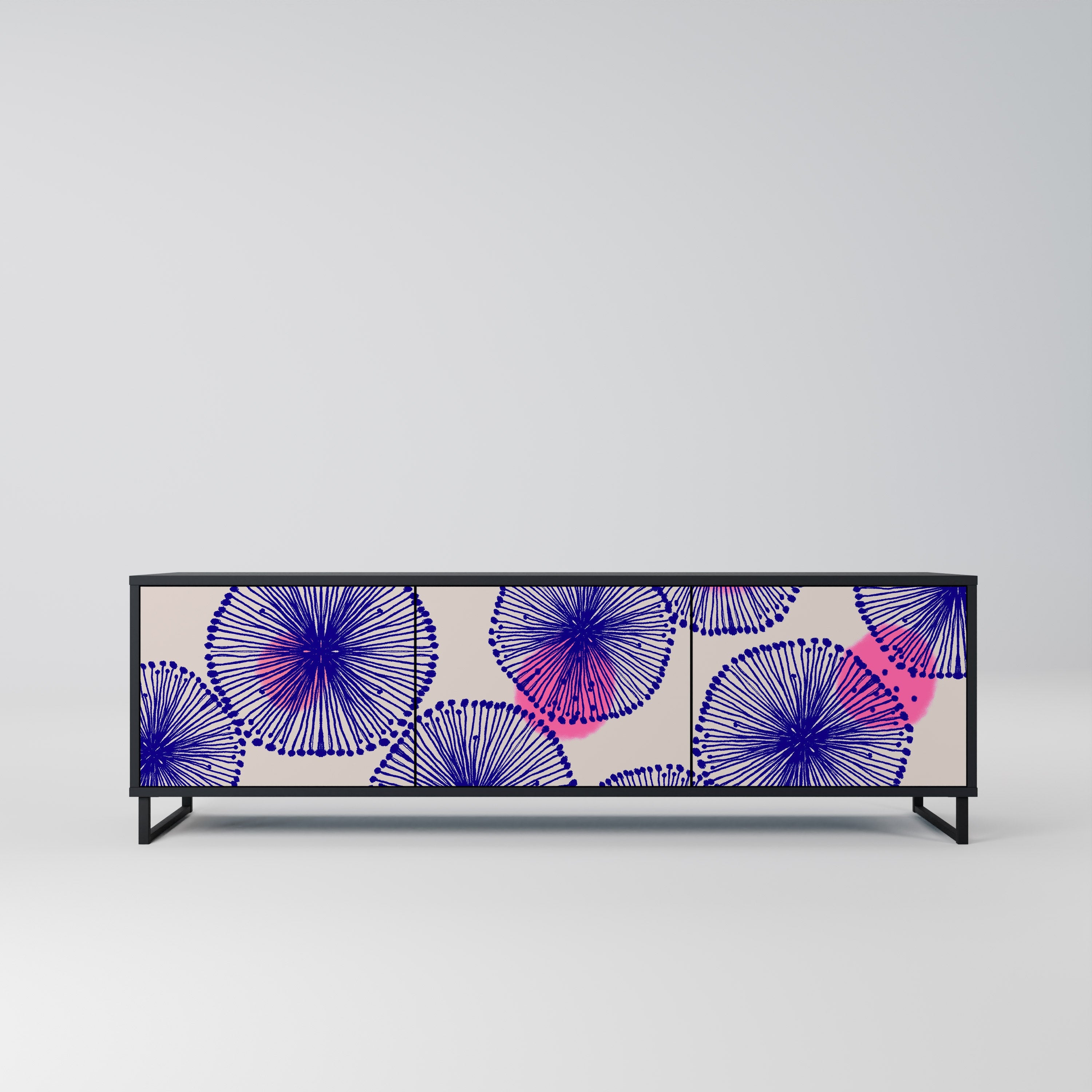 MAGIC NATURE 3-Door TV Stand in Black Finish