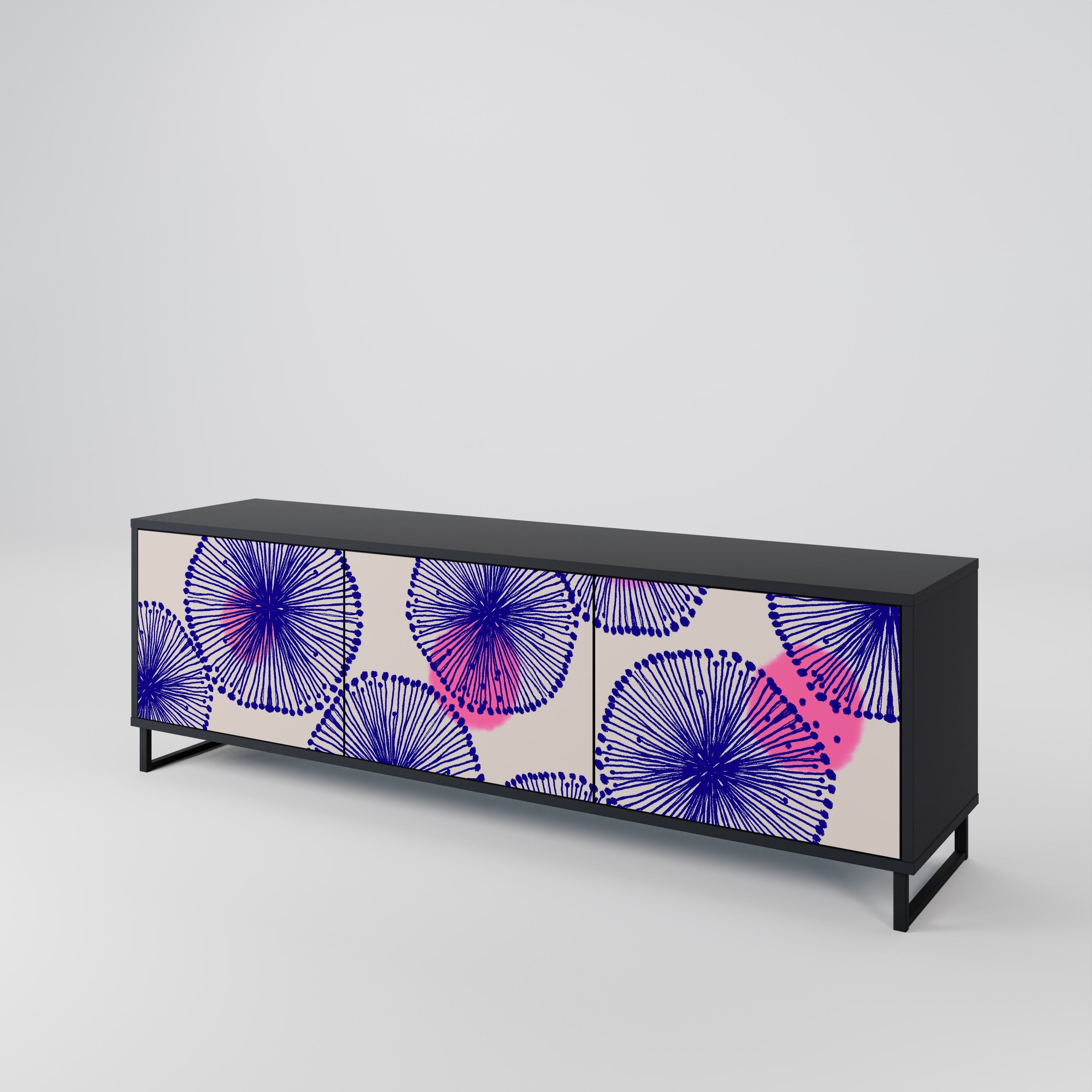 MAGIC NATURE Móvel de TV com 3 Portas em Acabamento Preto