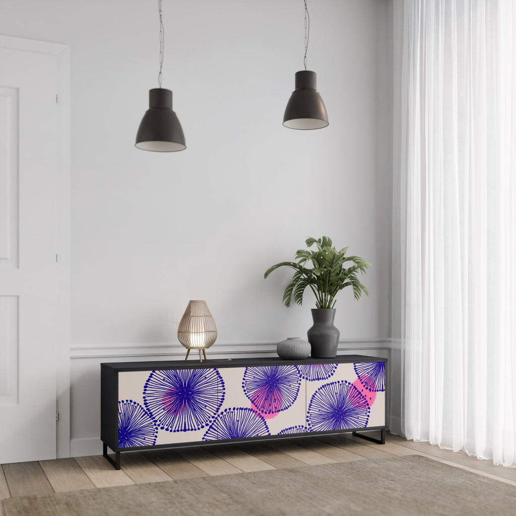 MAGIC NATURE Móvel de TV com 3 Portas em Acabamento Preto