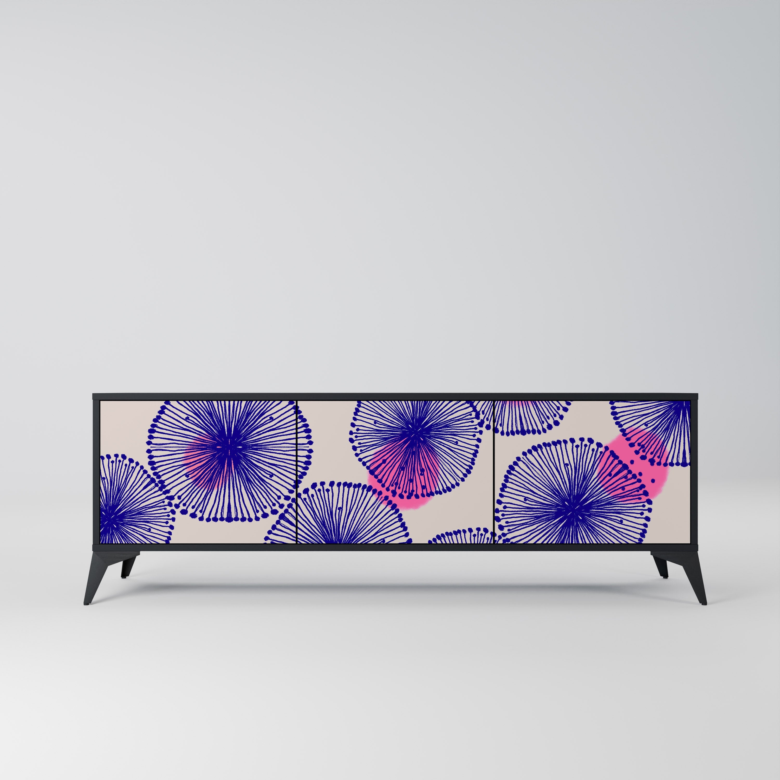 MAGIC NATURE 3-Door TV Stand in Black Finish