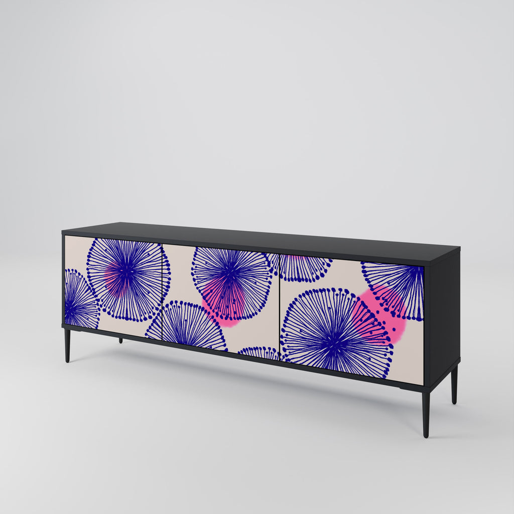 MAGIC NATURE Móvel de TV com 3 Portas em Acabamento Preto