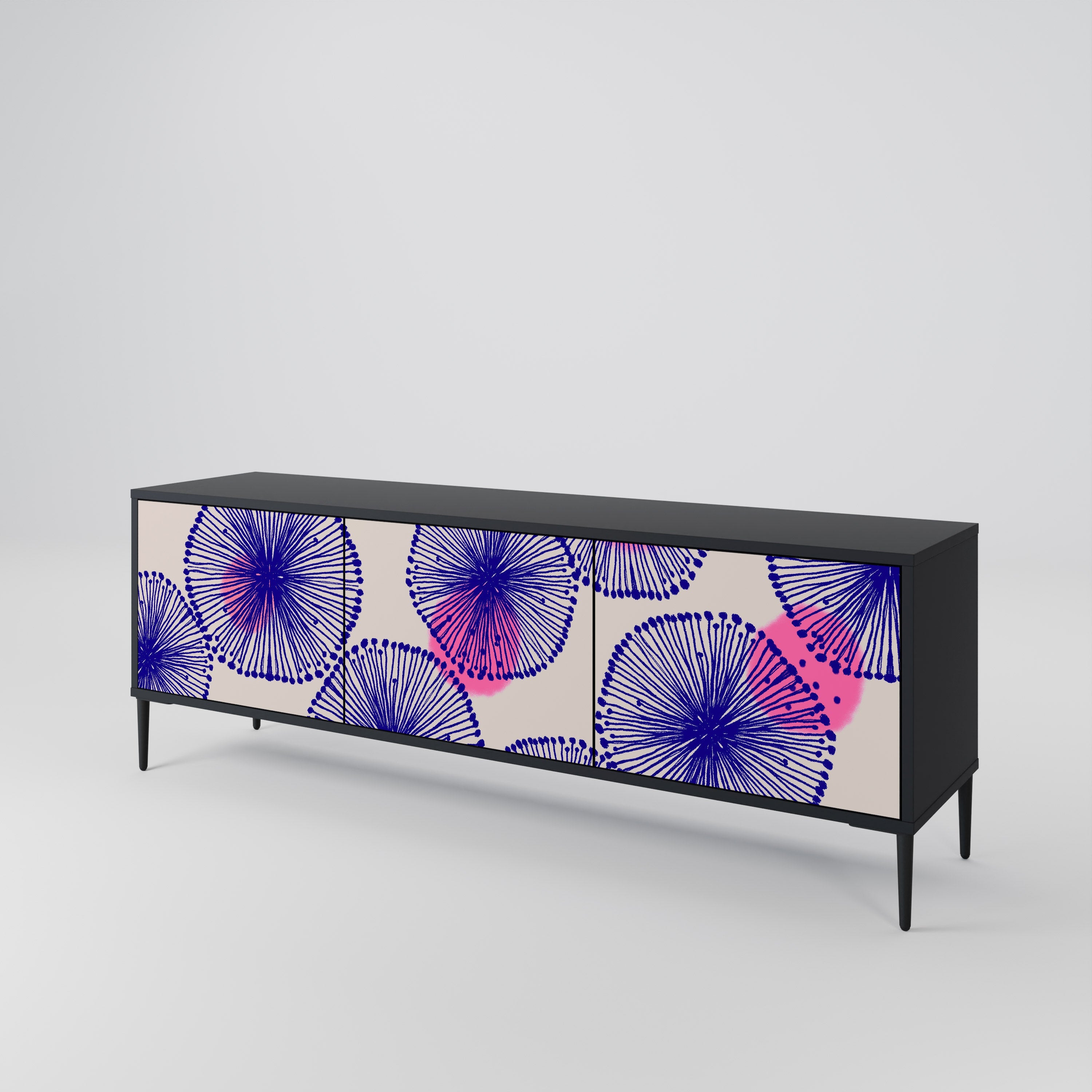 MAGIC NATURE 3-Door TV Stand in Black Finish