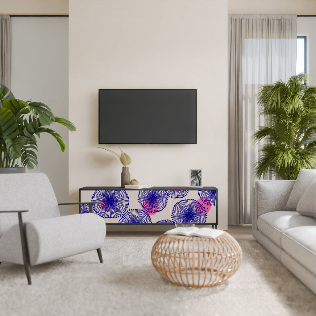 MAGIC NATURE Móvel de TV com 3 Portas em Acabamento Preto