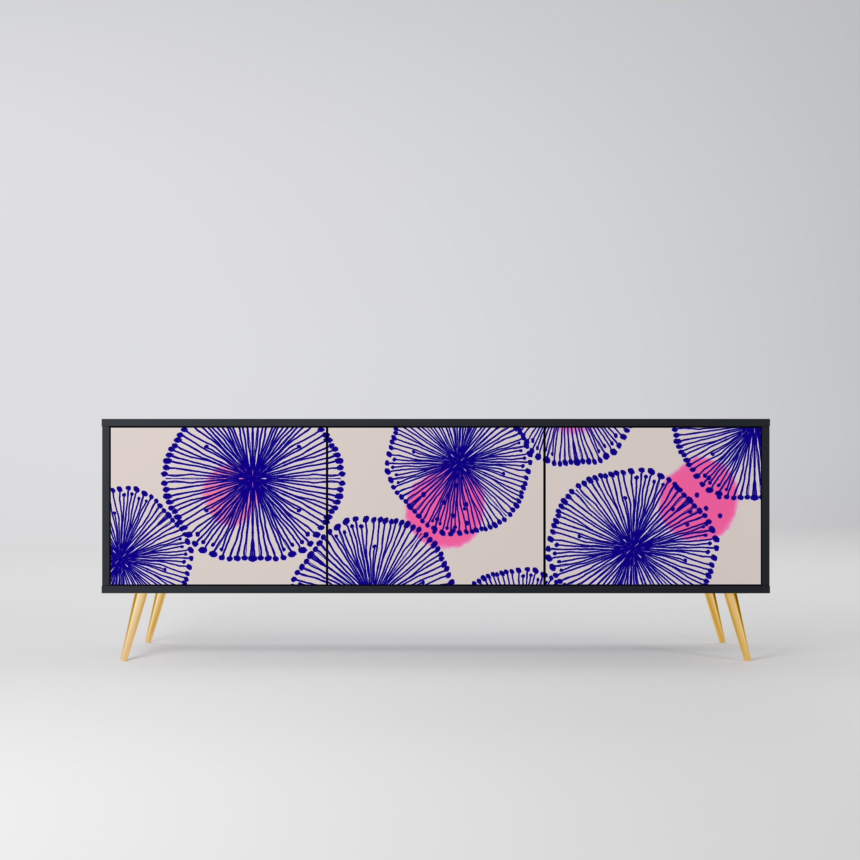 MAGIC NATURE 3-Door TV Stand in Black Finish