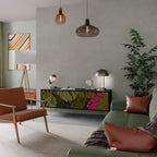 TROPICAL BEAUTY Móvel de TV com 3 Portas em Acabamento Preto