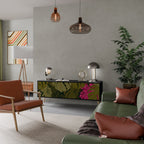 TROPICAL BEAUTY Móvel de TV com 3 Portas em Acabamento Preto