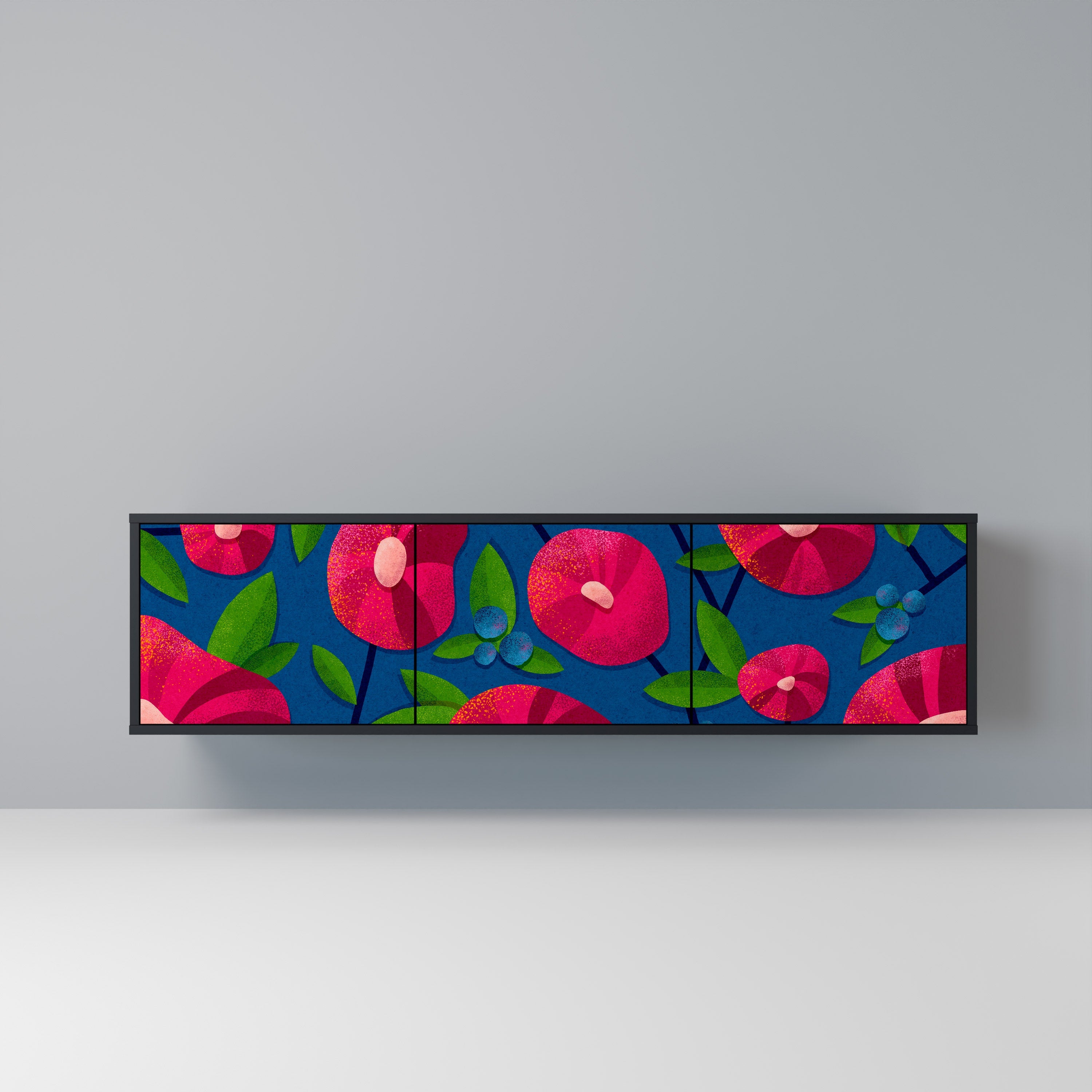 SPRING THOUGHTS 3-Door TV Stand in Black Finish