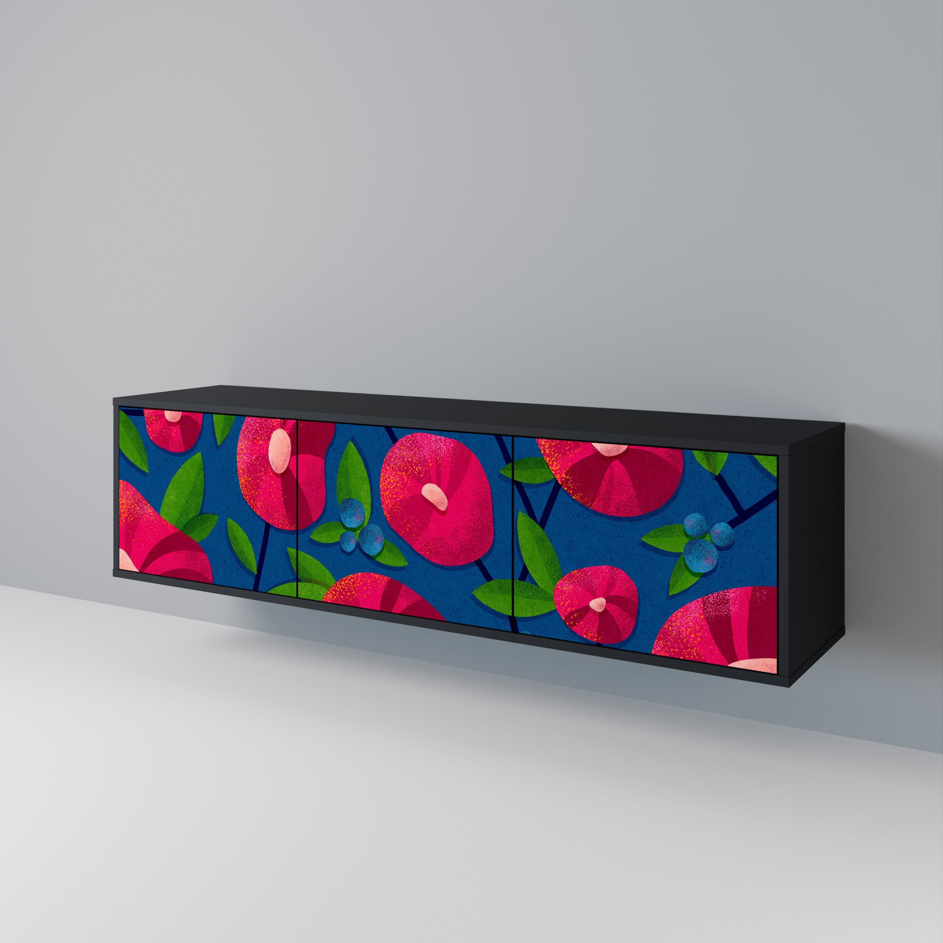 SPRING THOUGHTS 3-Door TV Stand in Black Finish