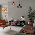 PURE BLOSSOM Móvel de TV com 3 Portas em Acabamento Preto