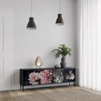 PURE BLOSSOM Móvel de TV com 3 Portas em Acabamento Preto