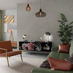 PURE BLOSSOM Móvel de TV com 3 Portas em Acabamento Preto