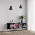 PURE BLOSSOM Móvel de TV com 3 Portas em Acabamento Preto