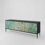 BLOOMING CHARM 3-Door TV Stand in Black Finish