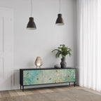 BLOOMING CHARM 3-Door TV Stand in Black Finish