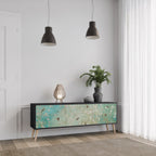 BLOOMING CHARM 3-Door TV Stand in Black Finish