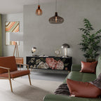 LUSH ELEGANCE 3-Door TV Stand in Black Finish