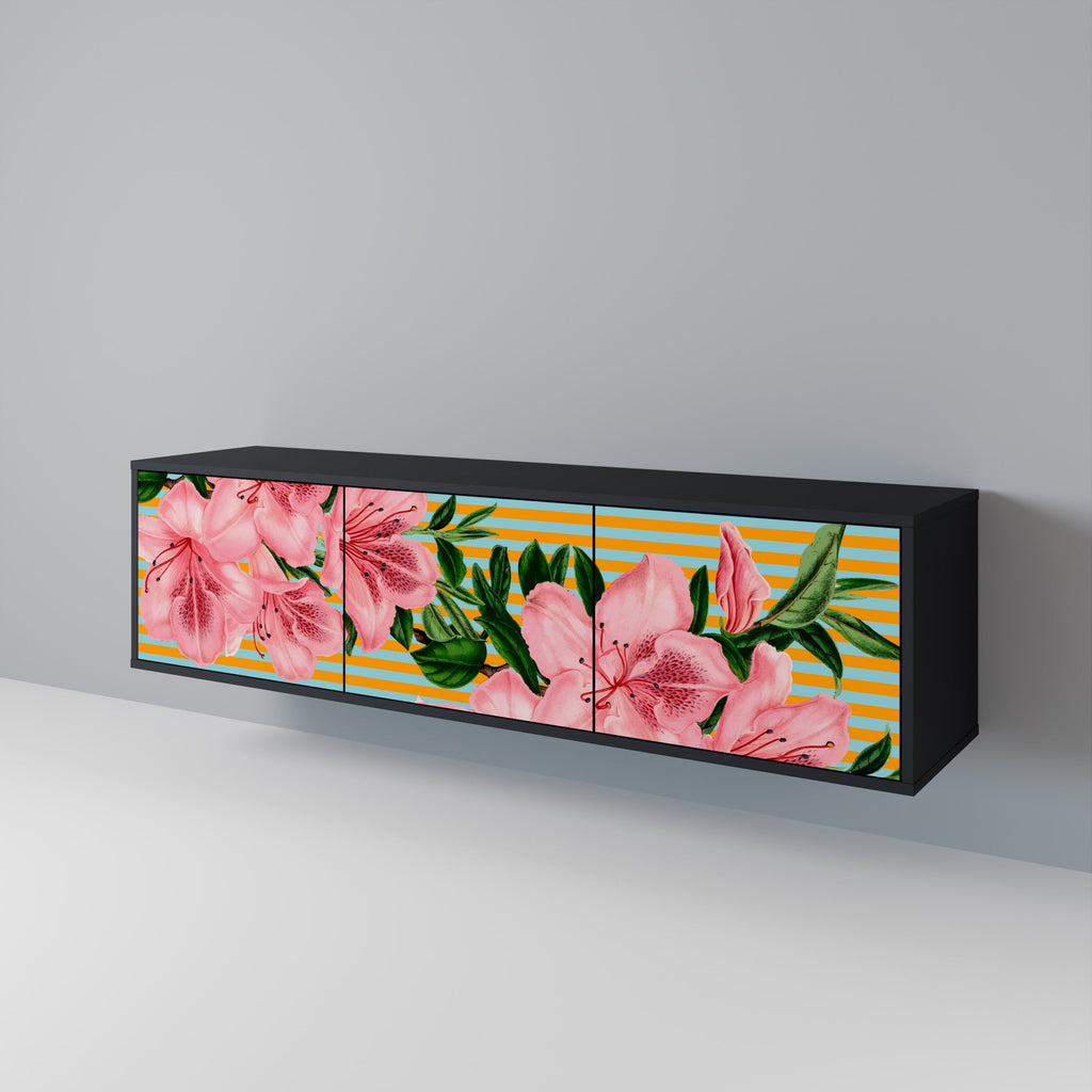 FRAGILE BEAUTY 3-Door TV Stand in Black Finish