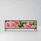 FRAGILE BEAUTY 3-Door TV Stand in Black Finish