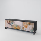 SOFTEN POPPY 3-Door TV Stand in Black Finish