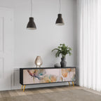 SOFTEN POPPY 3-Door TV Stand in Black Finish