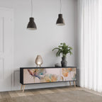 SOFTEN POPPY 3-Door TV Stand in Black Finish